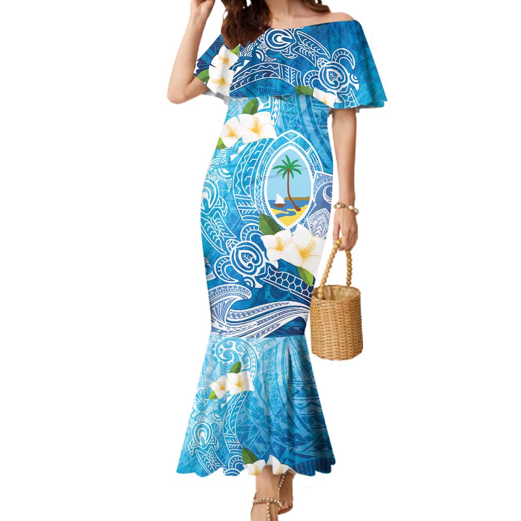 Hafa Adai Guam Chamorro Personalized Mermaid Dress Ocean Blue Latte Stone with Guasali LT7 Women Ocean Blue - Polynesian Pride