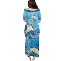 Hafa Adai Guam Chamorro Personalized Puletasi Ocean Blue Latte Stone with Guasali LT7 - Polynesian Pride