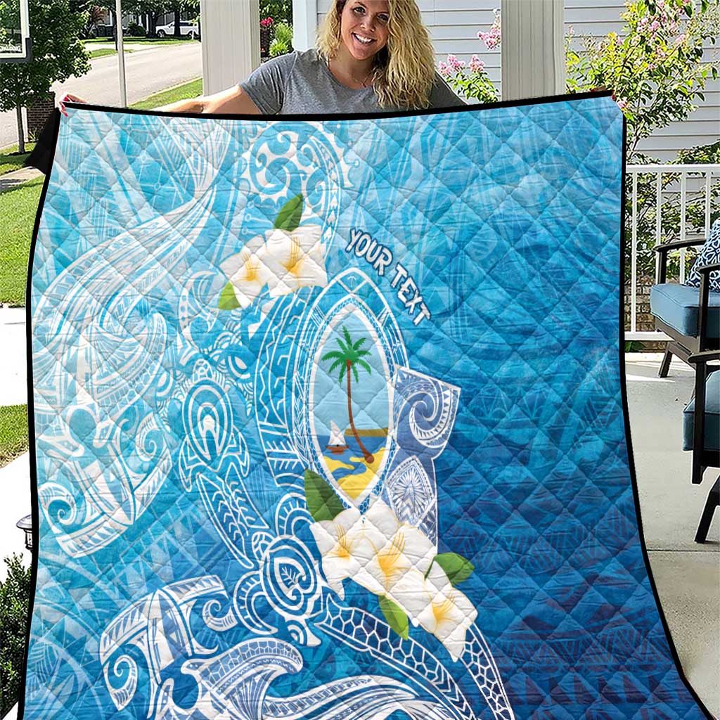 Hafa Adai Guam Chamorro Personalized Quilt Ocean Blue Latte Stone with Guasali LT7 Ocean Blue - Polynesian Pride