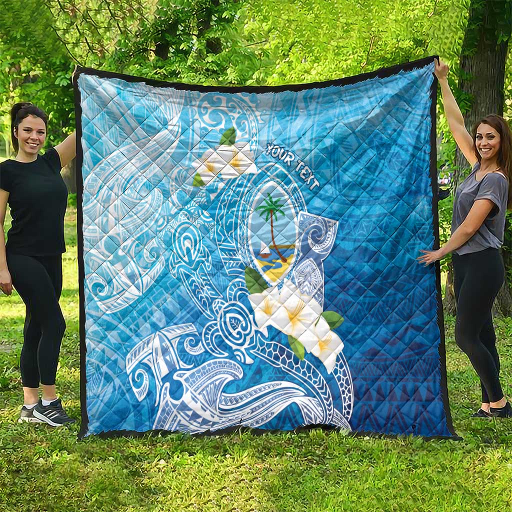 Hafa Adai Guam Chamorro Personalized Quilt Ocean Blue Latte Stone with Guasali LT7 - Polynesian Pride