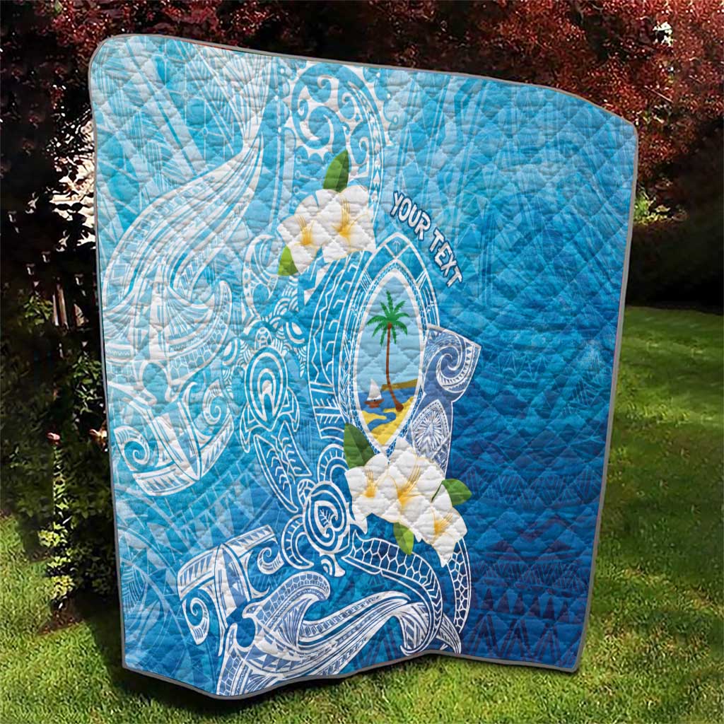 Hafa Adai Guam Chamorro Personalized Quilt Ocean Blue Latte Stone with Guasali LT7 - Polynesian Pride