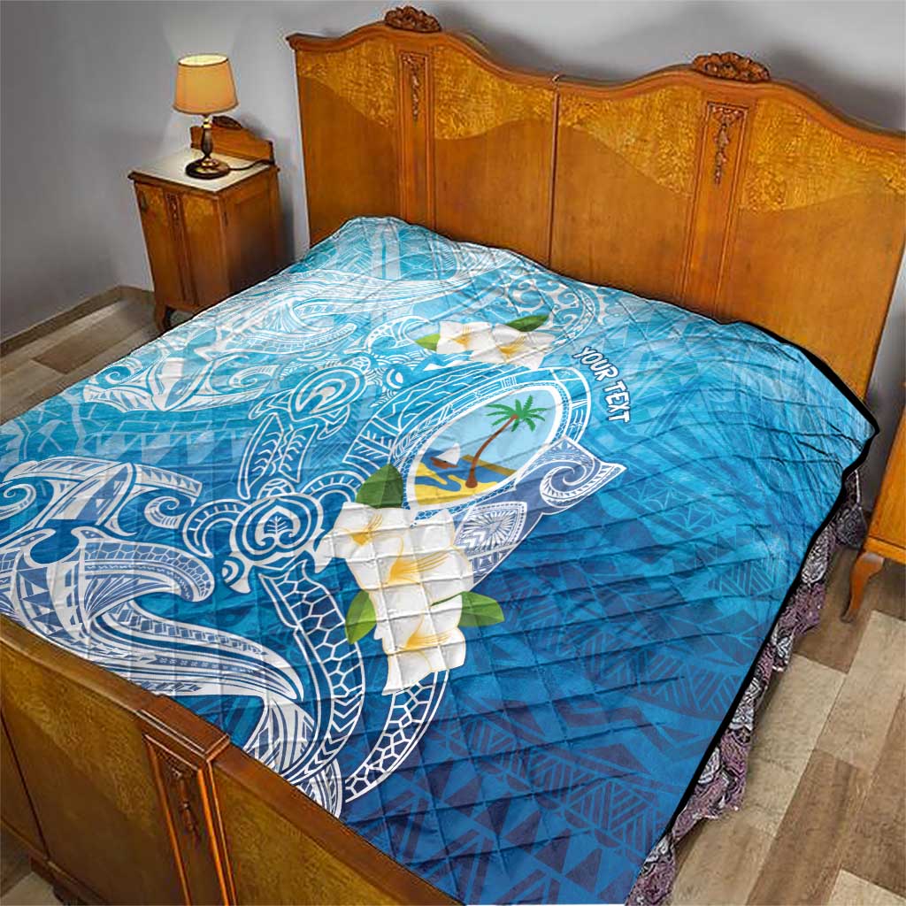 Hafa Adai Guam Chamorro Personalized Quilt Ocean Blue Latte Stone with Guasali LT7 - Polynesian Pride