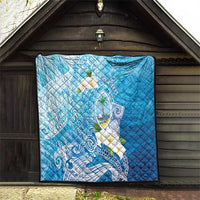 Hafa Adai Guam Chamorro Personalized Quilt Ocean Blue Latte Stone with Guasali LT7 - Polynesian Pride