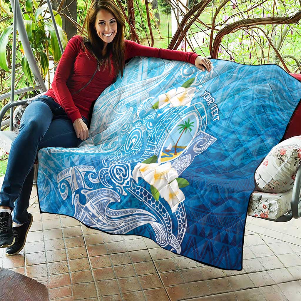 Hafa Adai Guam Chamorro Personalized Quilt Ocean Blue Latte Stone with Guasali LT7 - Polynesian Pride