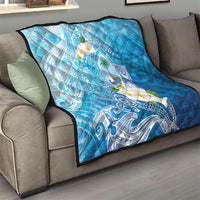 Hafa Adai Guam Chamorro Personalized Quilt Ocean Blue Latte Stone with Guasali LT7 - Polynesian Pride