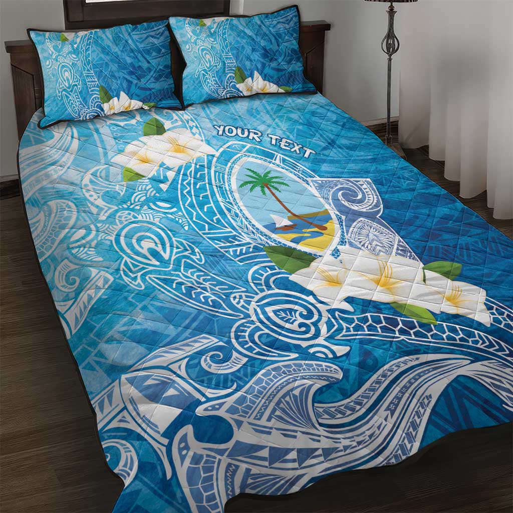 Hafa Adai Guam Chamorro Personalized Quilt Bed Set Ocean Blue Latte Stone with Guasali LT7 Ocean Blue - Polynesian Pride