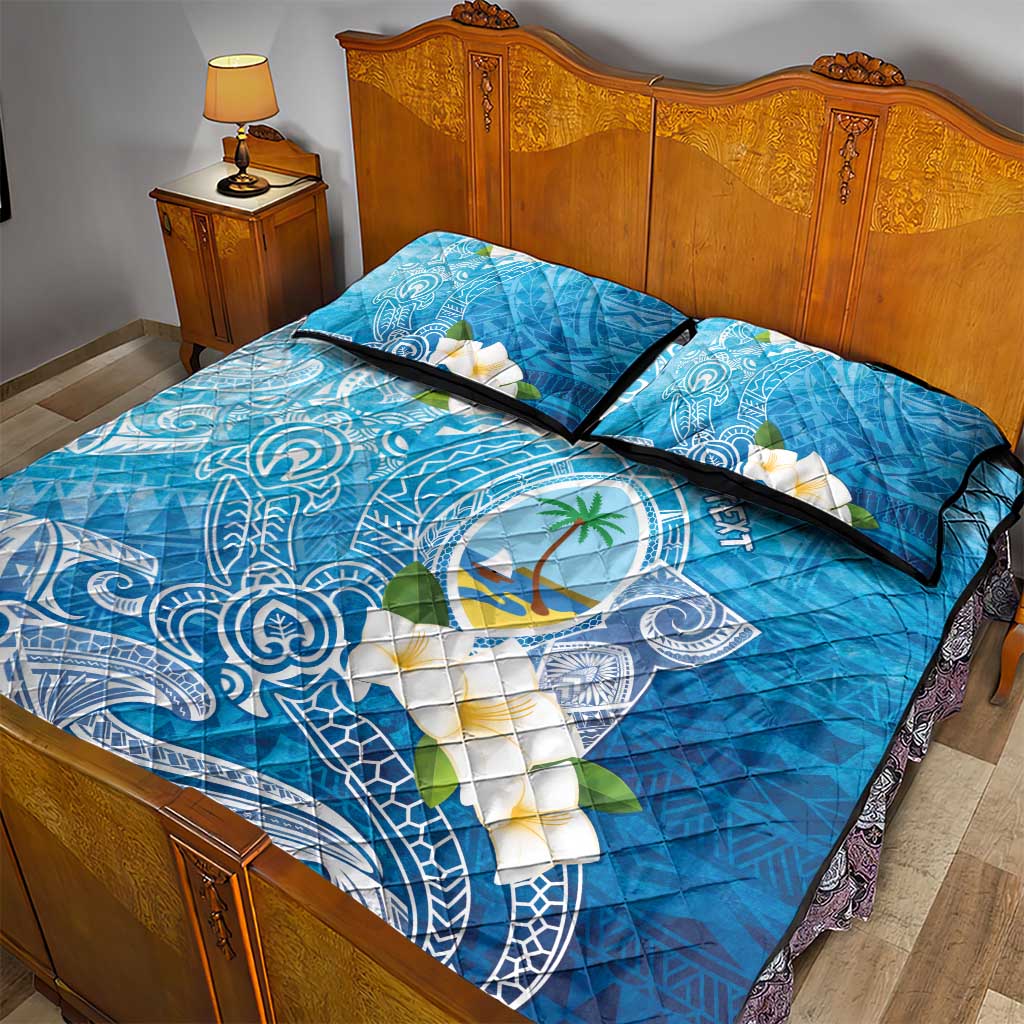 Hafa Adai Guam Chamorro Personalized Quilt Bed Set Ocean Blue Latte Stone with Guasali LT7 - Polynesian Pride