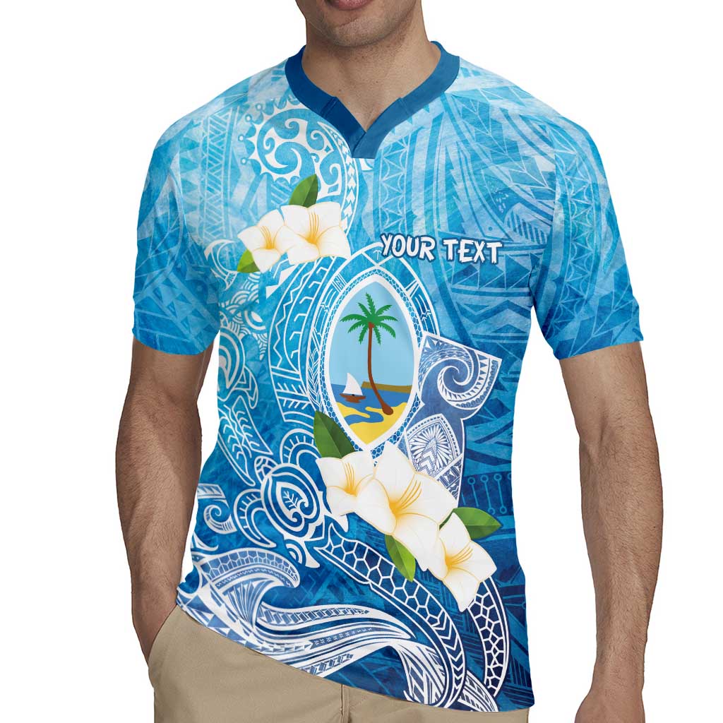 Hafa Adai Guam Chamorro Personalized Rugby Jersey Ocean Blue Latte Stone with Guasali LT7 - Polynesian Pride