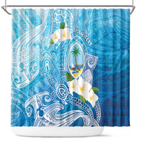 Hafa Adai Guam Chamorro Personalized Shower Curtain Ocean Blue Latte Stone with Guasali LT7 Ocean Blue - Polynesian Pride