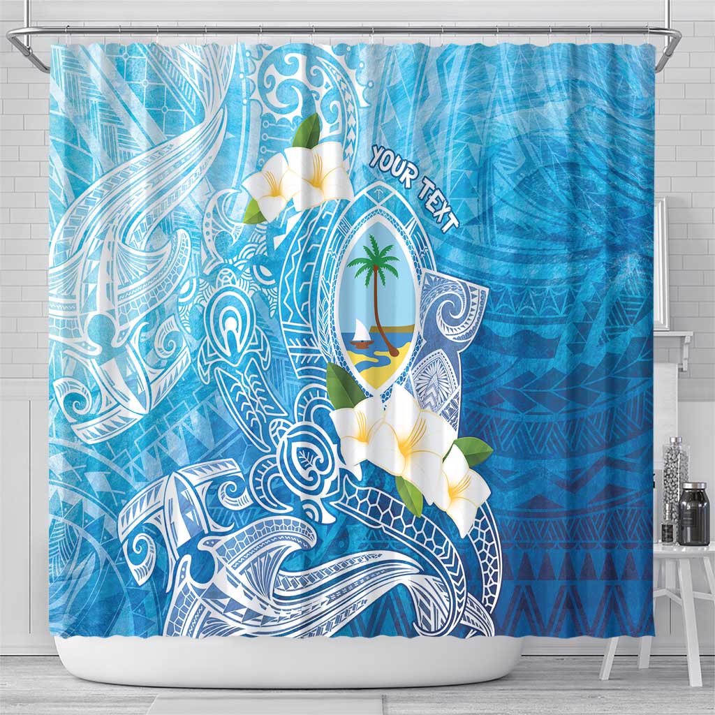 Hafa Adai Guam Chamorro Personalized Shower Curtain Ocean Blue Latte Stone with Guasali LT7 - Polynesian Pride