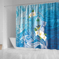 Hafa Adai Guam Chamorro Personalized Shower Curtain Ocean Blue Latte Stone with Guasali LT7 - Polynesian Pride