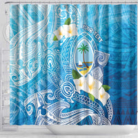 Hafa Adai Guam Chamorro Personalized Shower Curtain Ocean Blue Latte Stone with Guasali LT7 - Polynesian Pride