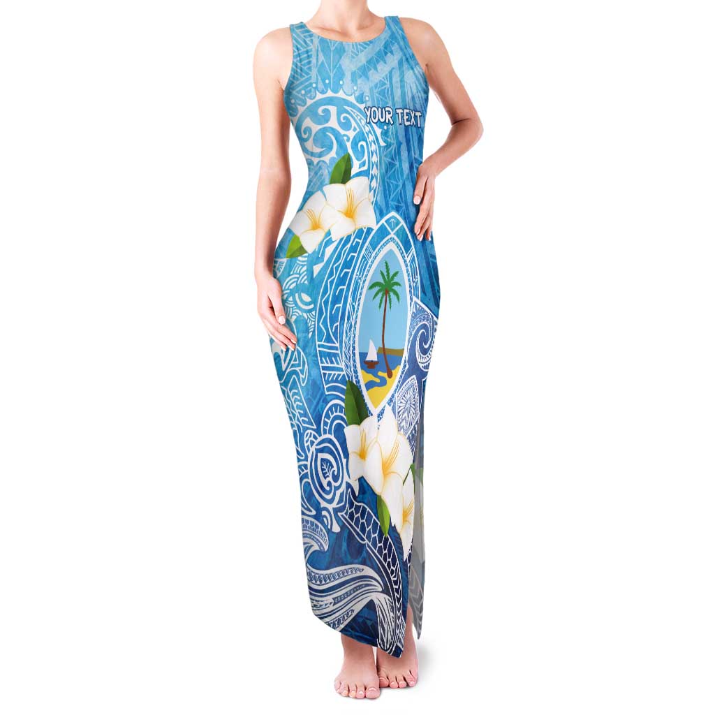 Hafa Adai Guam Chamorro Personalized Tank Maxi Dress Ocean Blue Latte Stone with Guasali LT7 Women Ocean Blue - Polynesian Pride