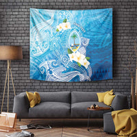 Hafa Adai Guam Chamorro Personalized Tapestry Ocean Blue Latte Stone with Guasali LT7 Ocean Blue - Polynesian Pride