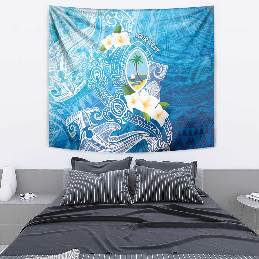 Hafa Adai Guam Chamorro Personalized Tapestry Ocean Blue Latte Stone with Guasali LT7 - Polynesian Pride