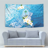 Hafa Adai Guam Chamorro Personalized Tapestry Ocean Blue Latte Stone with Guasali LT7 - Polynesian Pride
