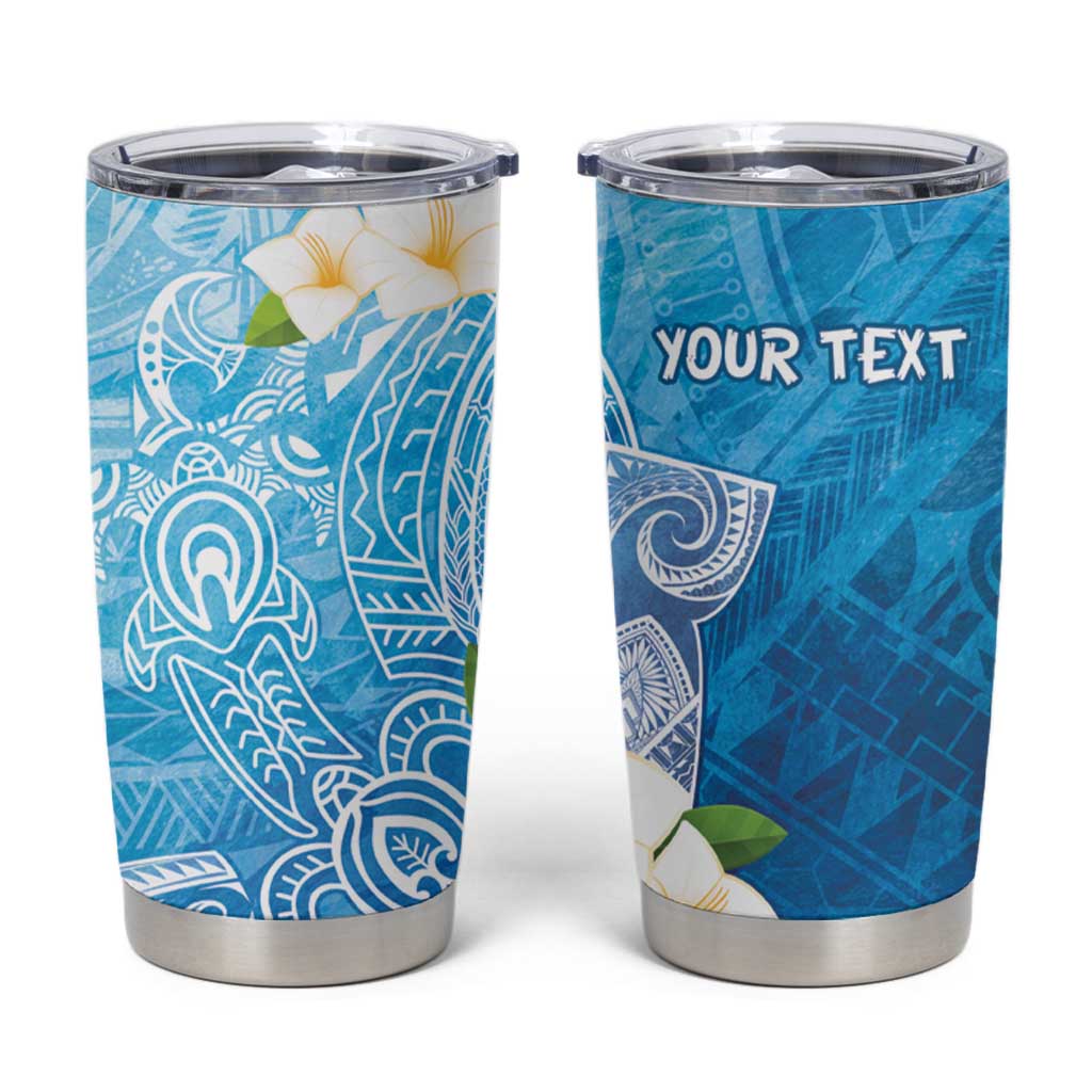 Hafa Adai Guam Chamorro Personalized Tumbler Cup Ocean Blue Latte Stone with Guasali LT7 Ocean Blue - Polynesian Pride
