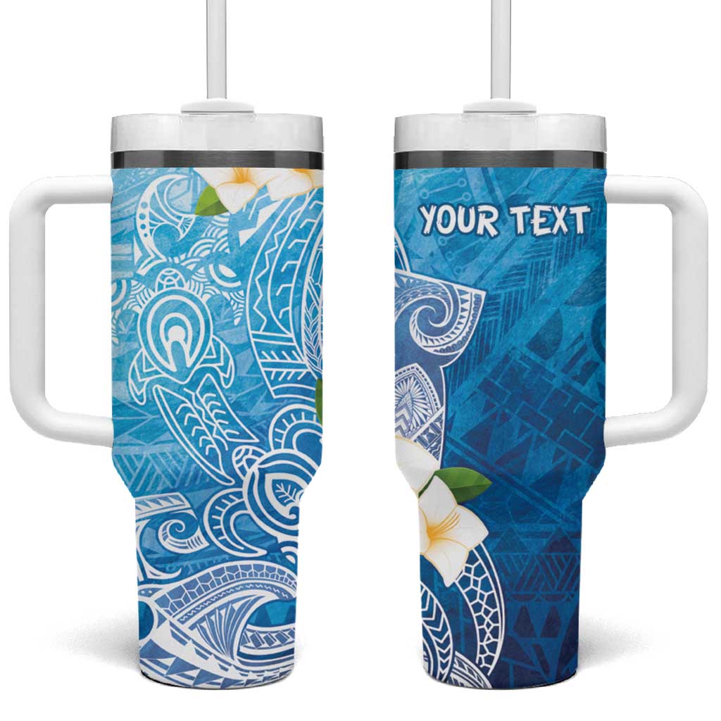 Hafa Adai Guam Chamorro Personalized Tumbler With Handle Ocean Blue Latte Stone with Guasali LT7 One Size: 40 oz Ocean Blue - Polynesian Pride
