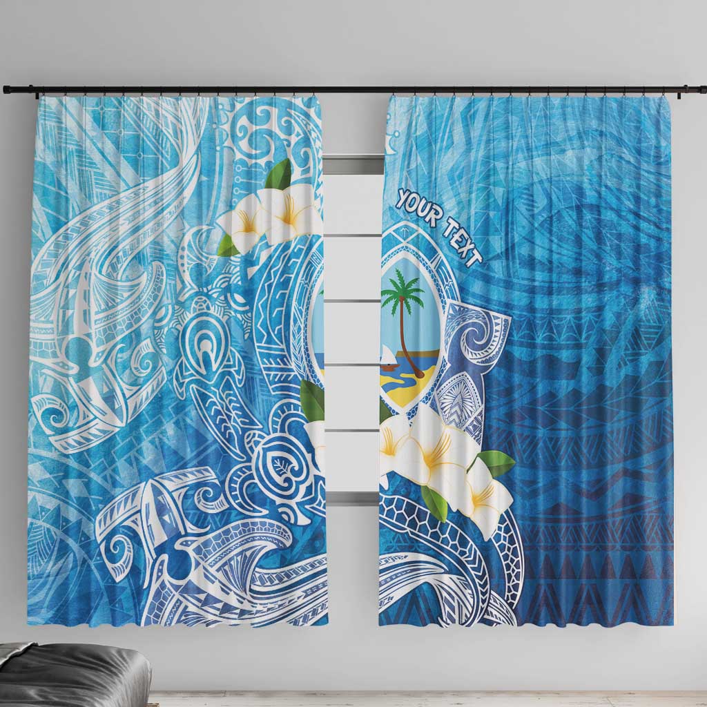 Hafa Adai Guam Chamorro Personalized Window Curtain Ocean Blue Latte Stone with Guasali LT7 With Hooks Ocean Blue - Polynesian Pride