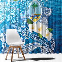 Hafa Adai Guam Chamorro Personalized Window Curtain Ocean Blue Latte Stone with Guasali LT7 - Polynesian Pride
