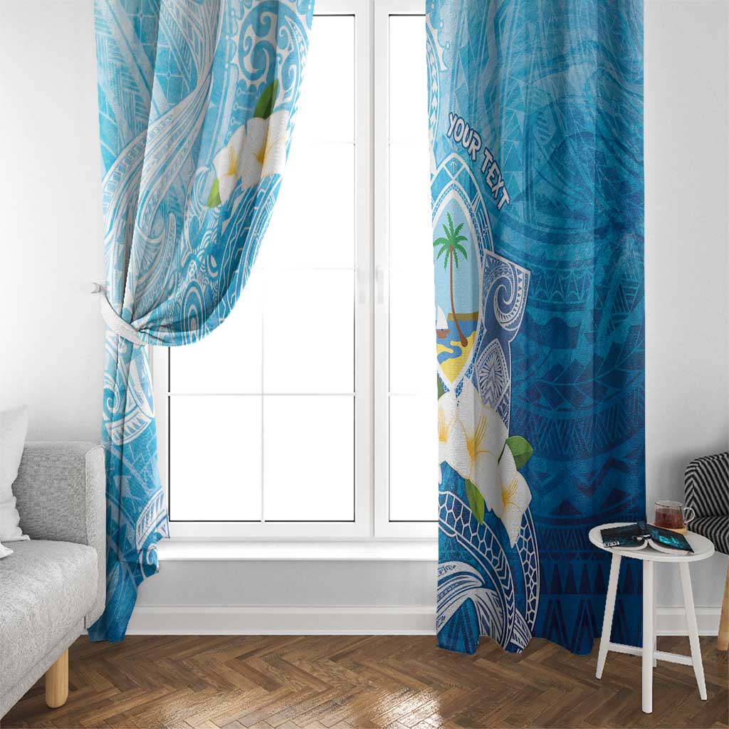 Hafa Adai Guam Chamorro Personalized Window Curtain Ocean Blue Latte Stone with Guasali LT7 - Polynesian Pride
