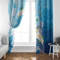 Hafa Adai Guam Chamorro Personalized Window Curtain Ocean Blue Latte Stone with Guasali LT7 - Polynesian Pride