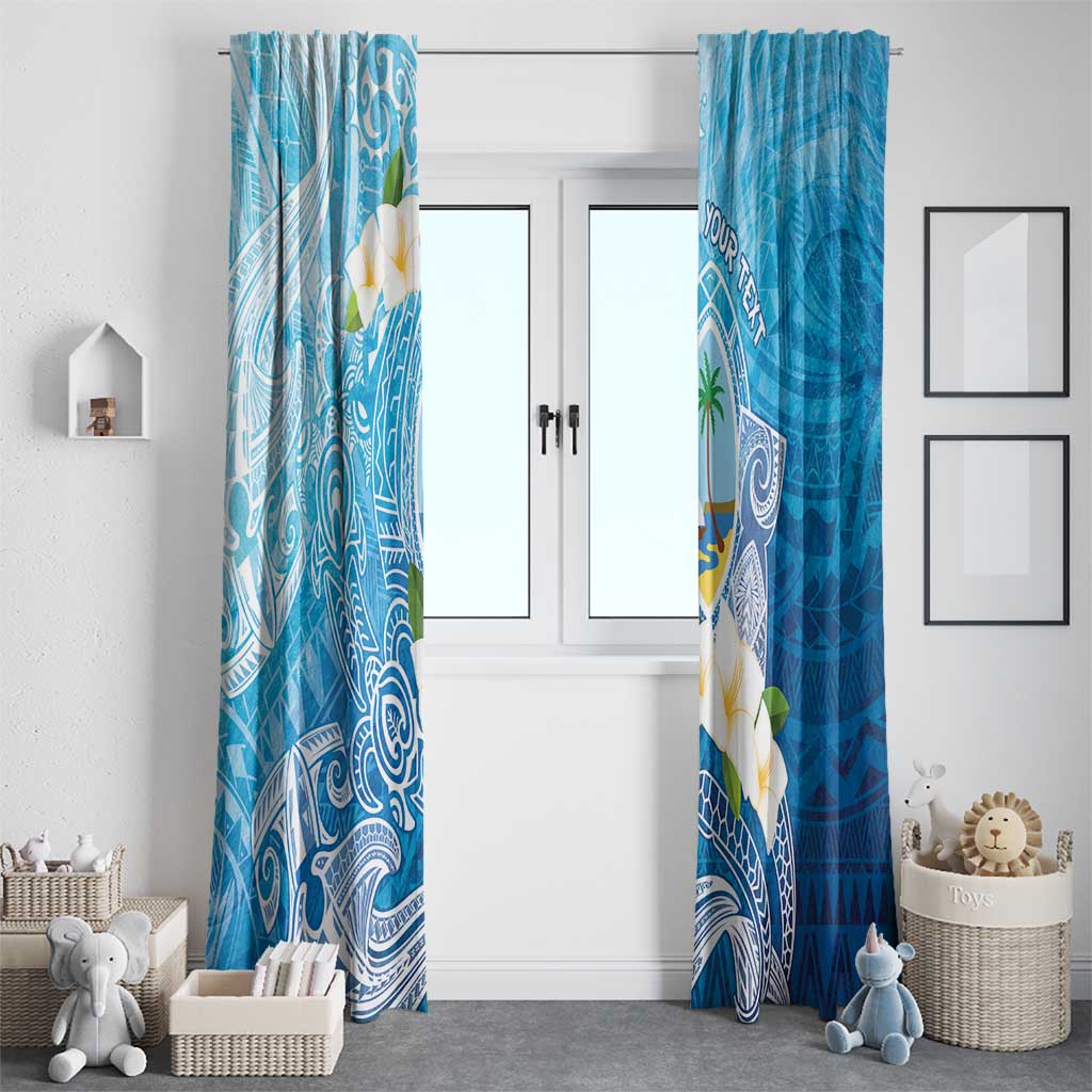 Hafa Adai Guam Chamorro Personalized Window Curtain Ocean Blue Latte Stone with Guasali LT7 - Polynesian Pride