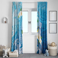 Hafa Adai Guam Chamorro Personalized Window Curtain Ocean Blue Latte Stone with Guasali LT7 - Polynesian Pride
