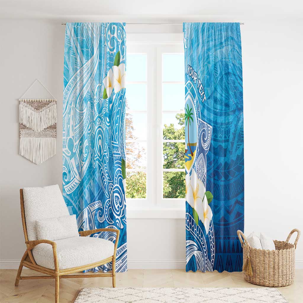 Hafa Adai Guam Chamorro Personalized Window Curtain Ocean Blue Latte Stone with Guasali LT7 - Polynesian Pride