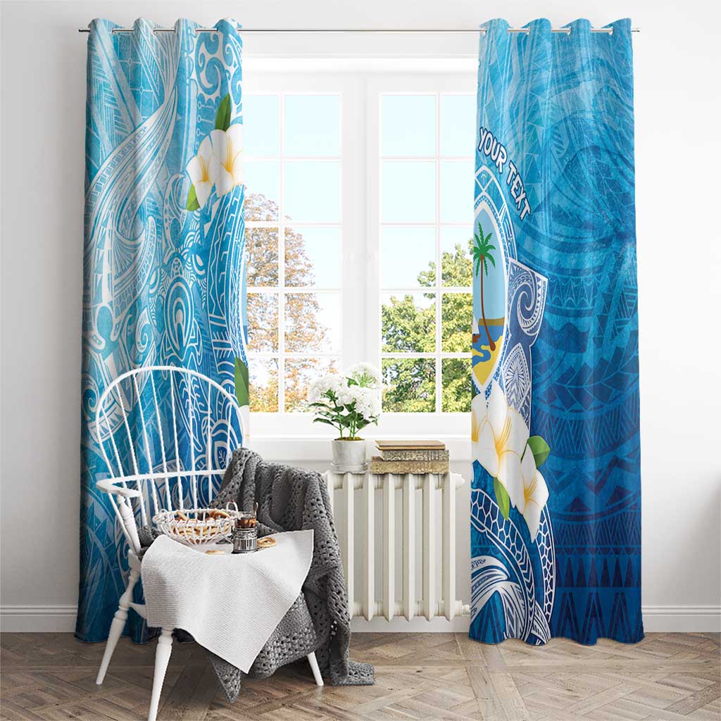 Hafa Adai Guam Chamorro Personalized Window Curtain Ocean Blue Latte Stone with Guasali LT7 - Polynesian Pride