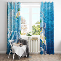Hafa Adai Guam Chamorro Personalized Window Curtain Ocean Blue Latte Stone with Guasali LT7 - Polynesian Pride