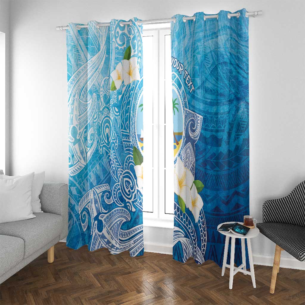 Hafa Adai Guam Chamorro Personalized Window Curtain Ocean Blue Latte Stone with Guasali LT7 With Grommets Ocean Blue - Polynesian Pride