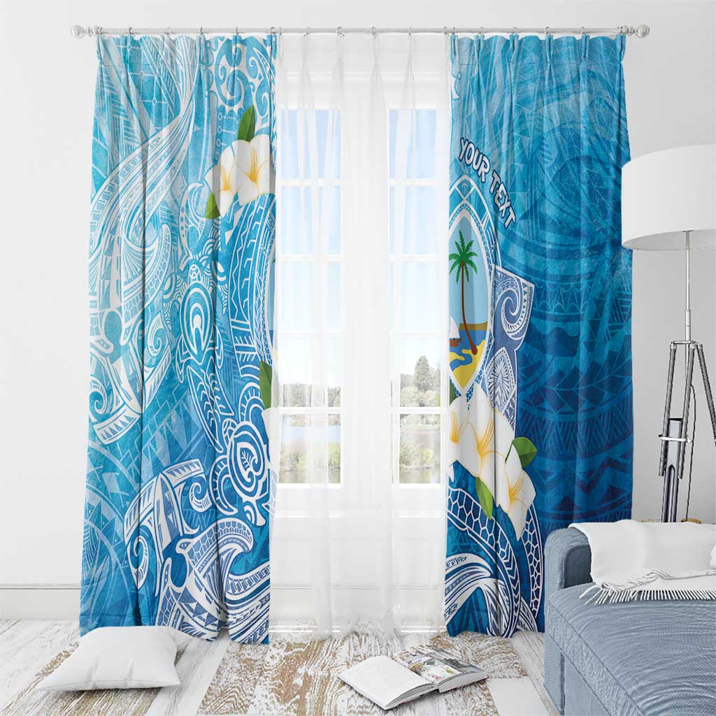 Hafa Adai Guam Chamorro Personalized Window Curtain Ocean Blue Latte Stone with Guasali LT7 - Polynesian Pride