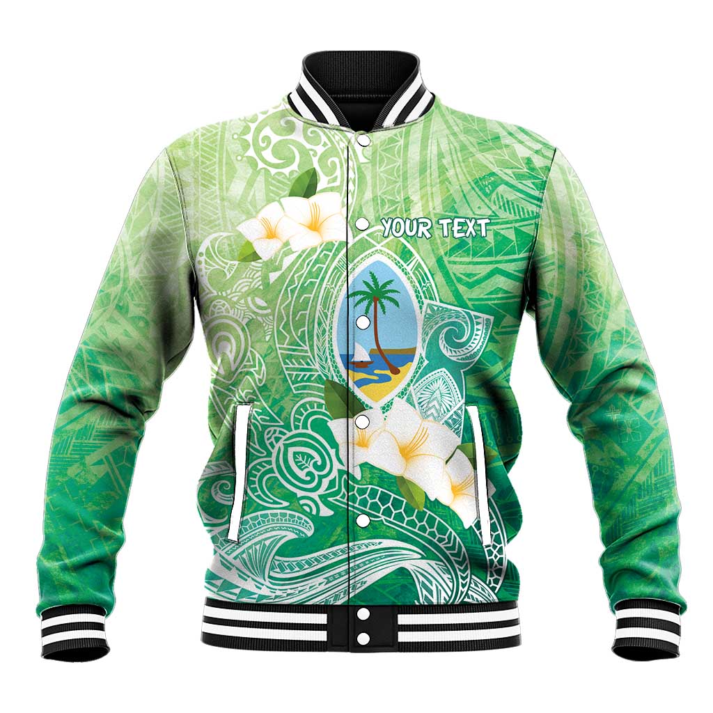 Hafa Adai Guam Chamorro Personalized Baseball Jacket Summer Green Latte Stone with Guasali LT7 Unisex Summer Green - Polynesian Pride