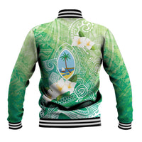 Hafa Adai Guam Chamorro Personalized Baseball Jacket Summer Green Latte Stone with Guasali LT7 - Polynesian Pride