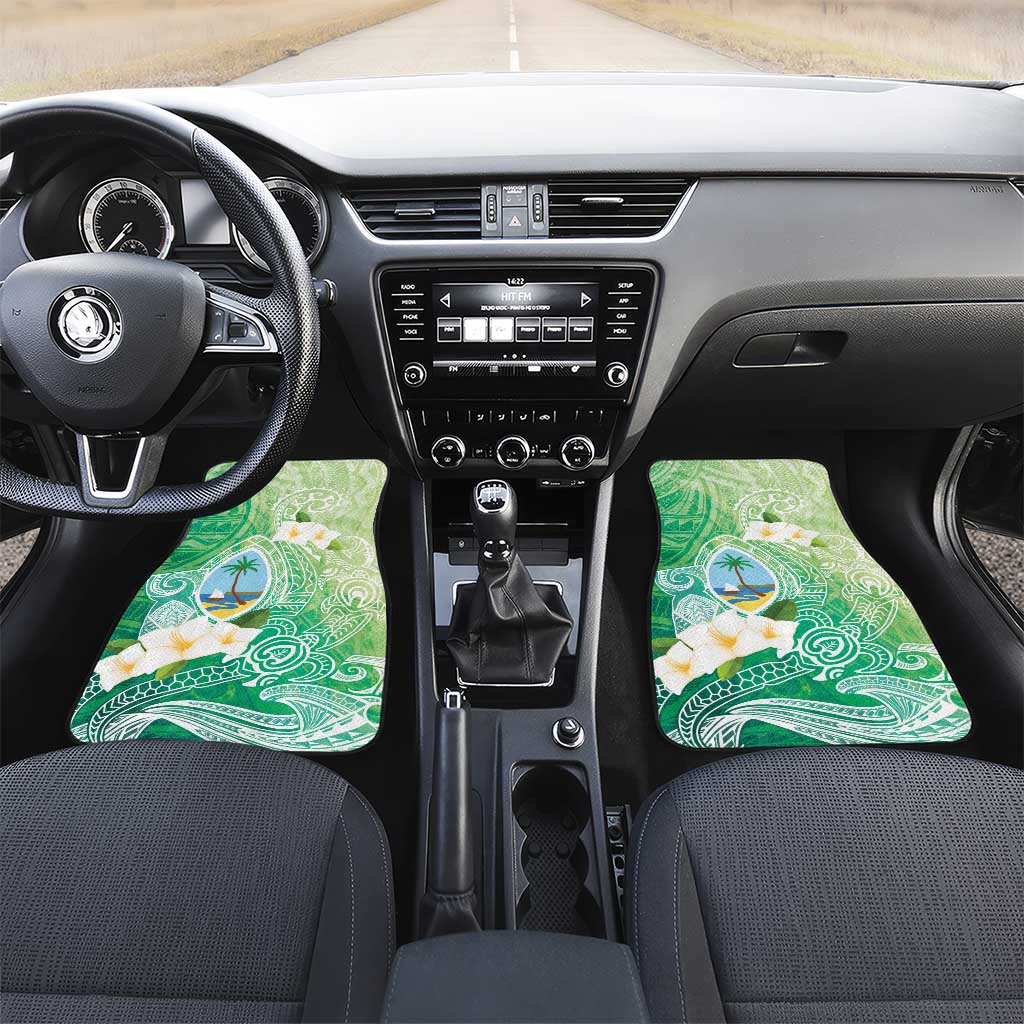 Hafa Adai Guam Chamorro Personalized Car Mats Summer Green Latte Stone with Guasali LT7 Set 2pcs - Front Summer Green - Polynesian Pride