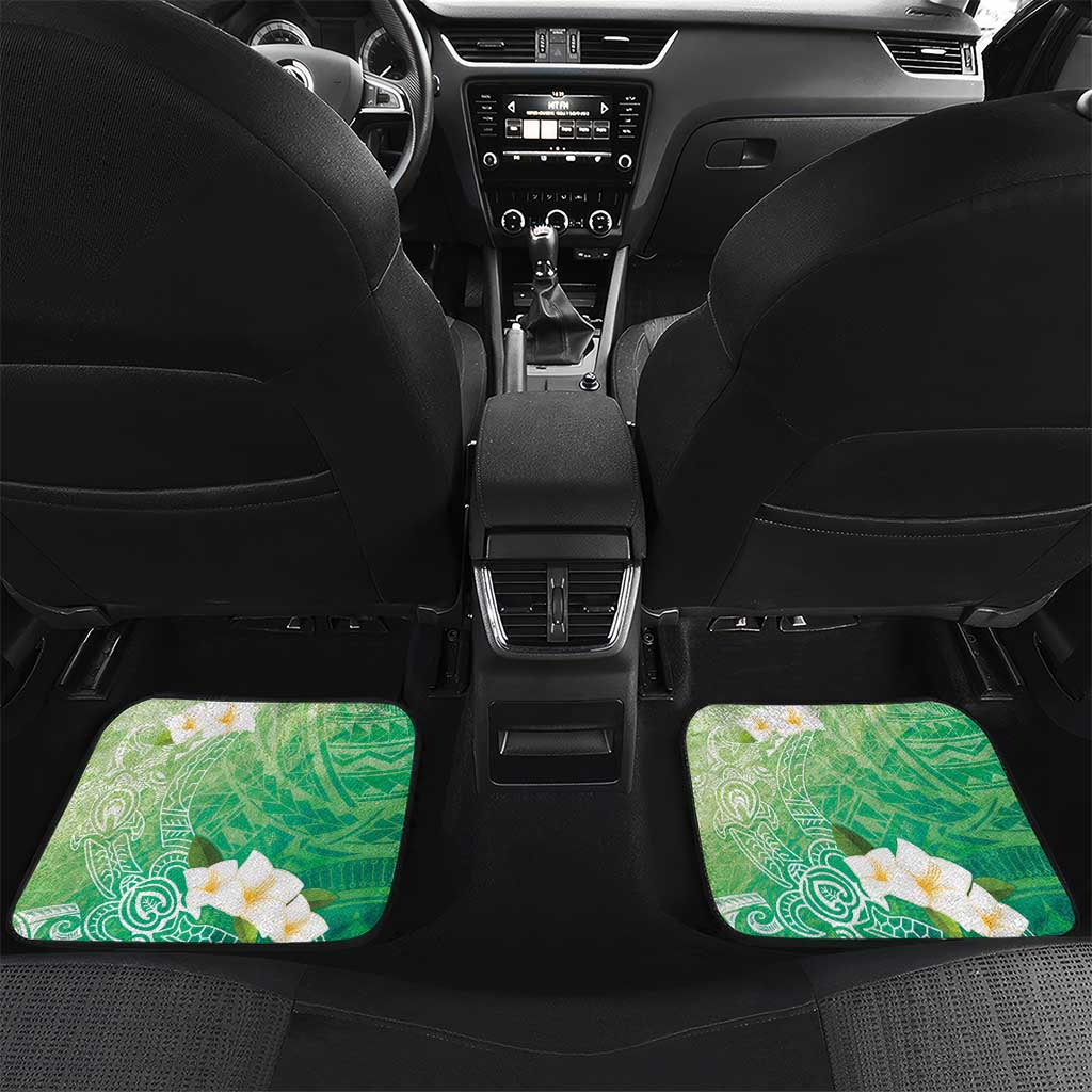 Hafa Adai Guam Chamorro Personalized Car Mats Summer Green Latte Stone with Guasali LT7 Set 2pcs - Back Summer Green - Polynesian Pride