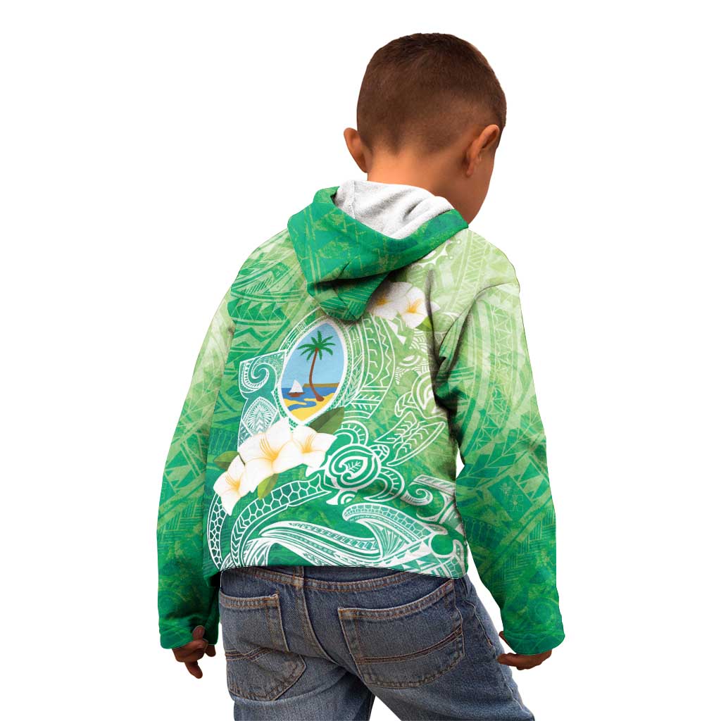 Hafa Adai Guam Chamorro Personalized Kid Hoodie Summer Green Latte Stone with Guasali LT7 - Polynesian Pride