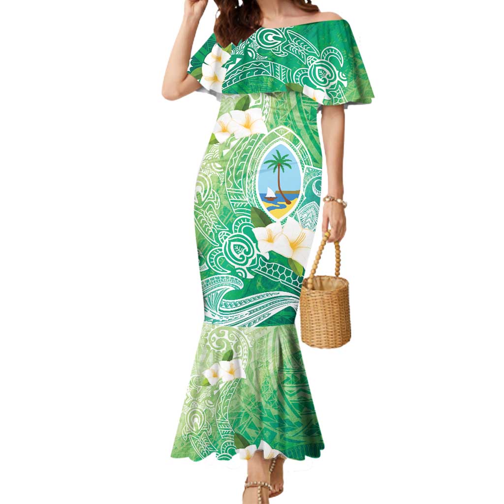 Hafa Adai Guam Chamorro Personalized Mermaid Dress Summer Green Latte Stone with Guasali LT7 Women Summer Green - Polynesian Pride