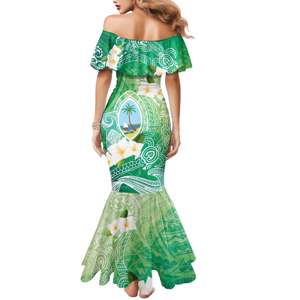 Hafa Adai Guam Chamorro Personalized Mermaid Dress Summer Green Latte Stone with Guasali LT7 - Polynesian Pride