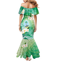 Hafa Adai Guam Chamorro Personalized Mermaid Dress Summer Green Latte Stone with Guasali LT7 - Polynesian Pride