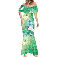 Hafa Adai Guam Chamorro Personalized Mermaid Dress Summer Green Latte Stone with Guasali LT7 - Polynesian Pride