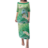 Hafa Adai Guam Chamorro Personalized Puletasi Summer Green Latte Stone with Guasali LT7 Long Dress Summer Green - Polynesian Pride