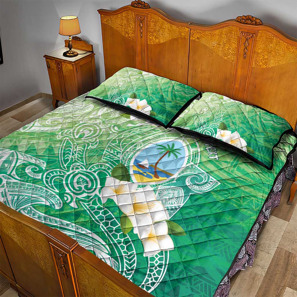 Hafa Adai Guam Chamorro Personalized Quilt Bed Set Summer Green Latte Stone with Guasali LT7 - Polynesian Pride