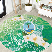 Hafa Adai Guam Chamorro Personalized Round Carpet Summer Green Latte Stone with Guasali LT7 Summer Green - Polynesian Pride