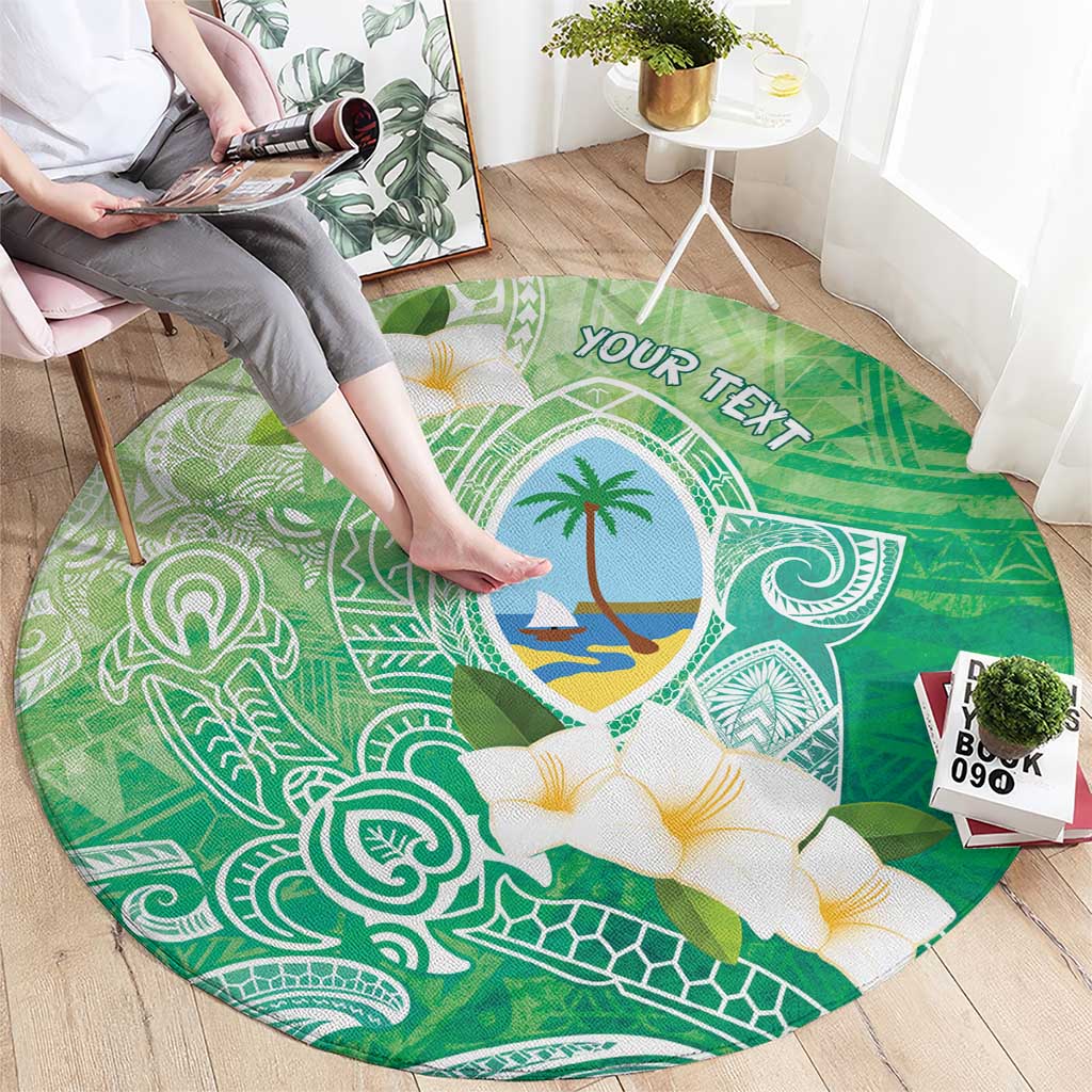 Hafa Adai Guam Chamorro Personalized Round Carpet Summer Green Latte Stone with Guasali LT7 - Polynesian Pride