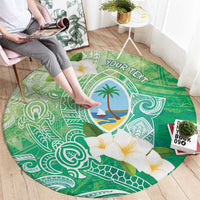 Hafa Adai Guam Chamorro Personalized Round Carpet Summer Green Latte Stone with Guasali LT7 - Polynesian Pride