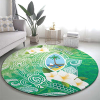 Hafa Adai Guam Chamorro Personalized Round Carpet Summer Green Latte Stone with Guasali LT7 - Polynesian Pride