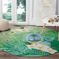 Hafa Adai Guam Chamorro Personalized Round Carpet Summer Green Latte Stone with Guasali LT7 - Polynesian Pride