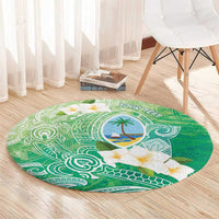 Hafa Adai Guam Chamorro Personalized Round Carpet Summer Green Latte Stone with Guasali LT7 - Polynesian Pride